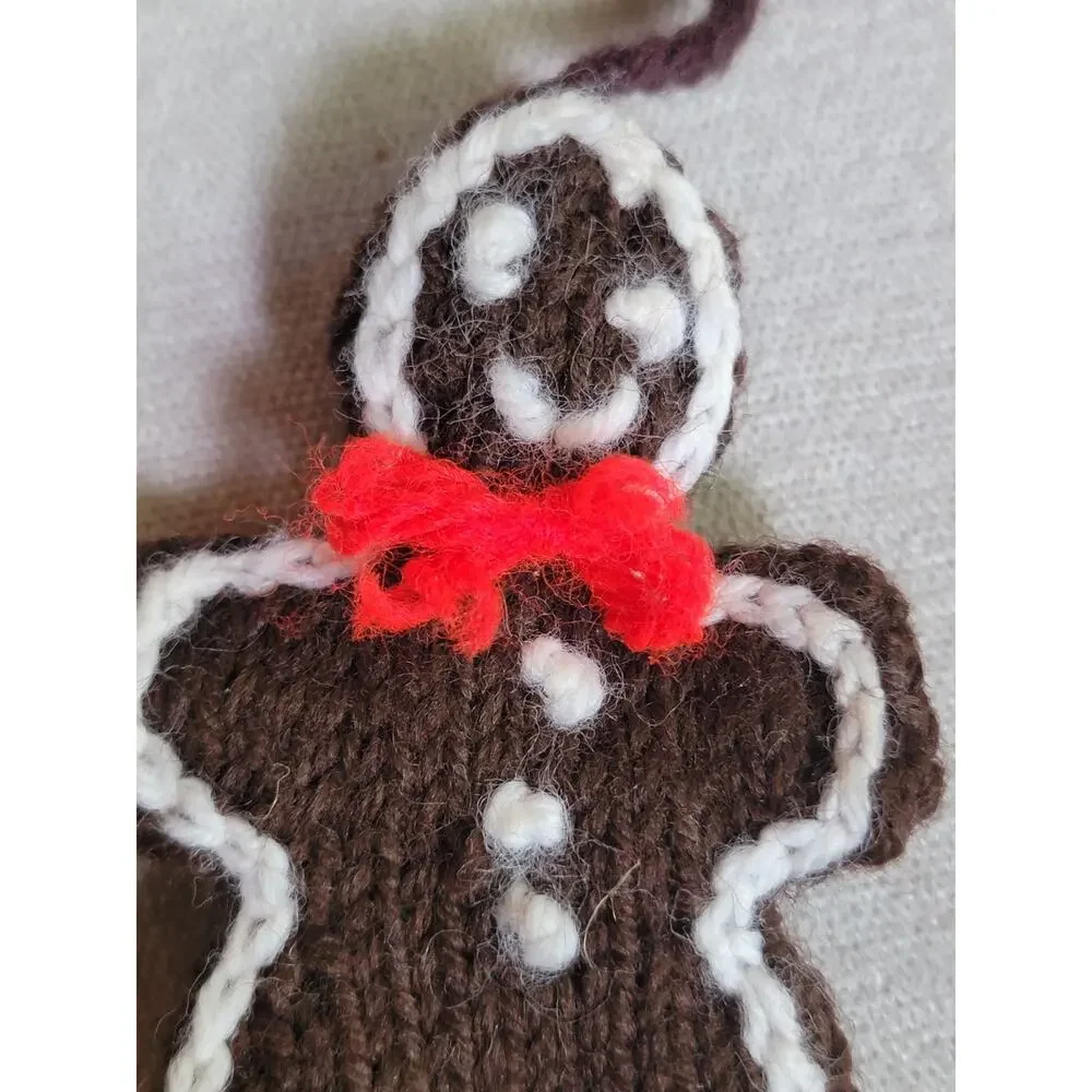 Vintage Gingerbread Christmas Ornament Handmade Crocheted 5in